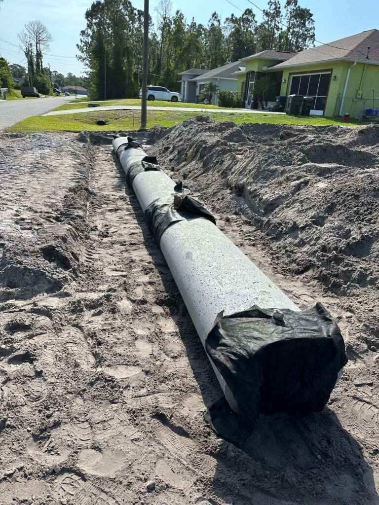 Drainage being installed underground.